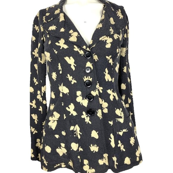 RARE Biba Vintage 70s Signature Print Jacket S Gray - Picture 5 of 7